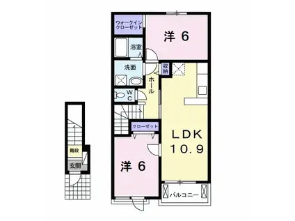 メゾン・フォーリスト(2LDK/2階)の間取り写真