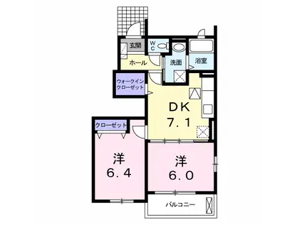 ブリアンソレイユ(2DK/1階)の間取り写真
