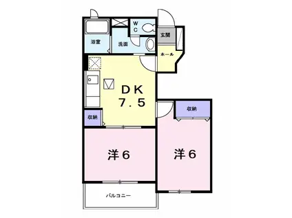 プラムフィールドB(2DK/1階)の間取り写真