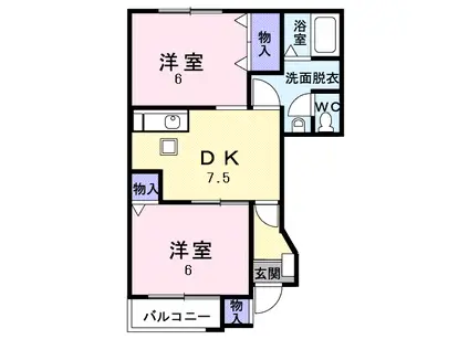 ファーストデューⅡ(2DK/1階)の間取り写真