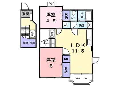 マリンガ(2LDK/2階)の間取り写真