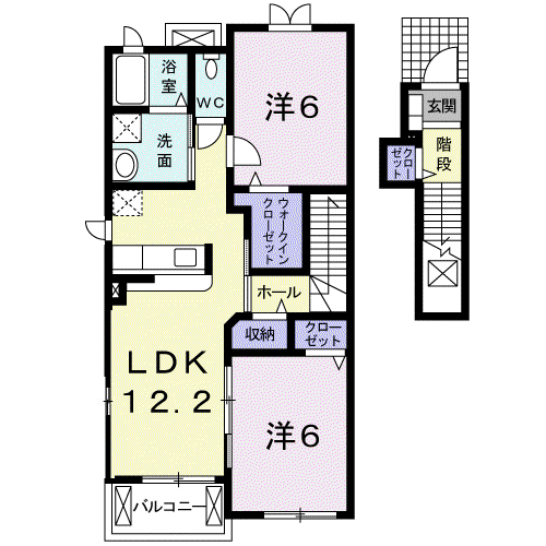 プラティ・コドンⅡ(2LDK/2階)の間取り写真