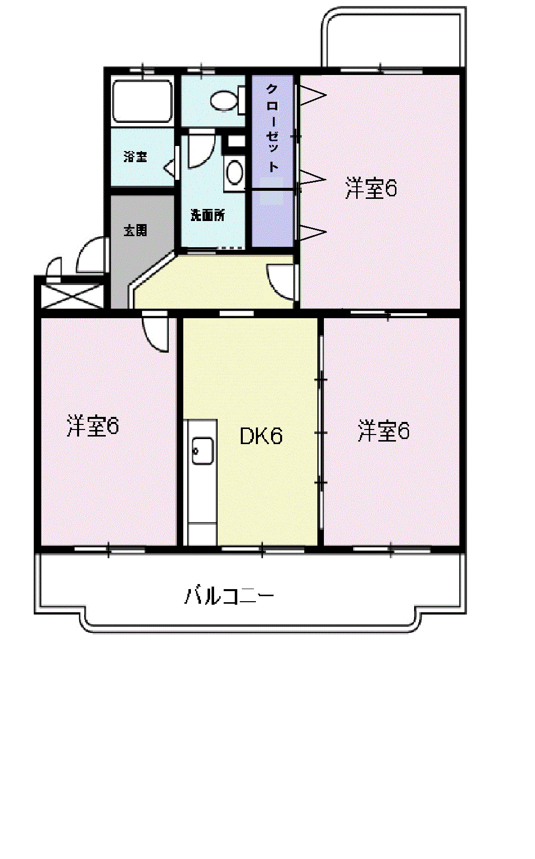 クレセントフジ B(3DK/3階)の間取り写真