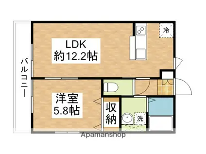 カシオペアANNEX(1LDK/1階)の間取り写真