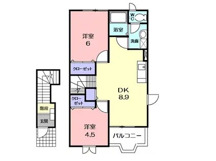 ヒルサイド・テラス(2DK/2階)の間取り写真