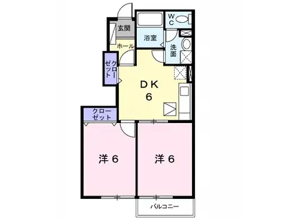 リファインドヴィラⅠ(2DK/1階)の間取り写真