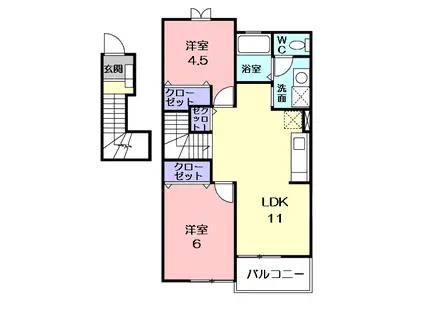 リファインドヴィラⅠ(2LDK/2階)の間取り写真