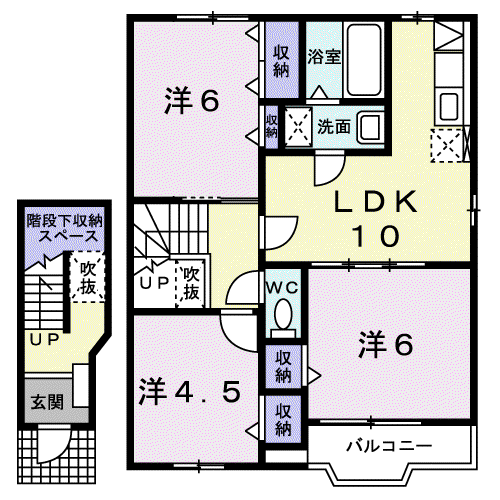 ニューブランパレスⅡ(3LDK/2階)の間取り写真