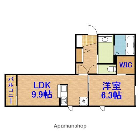 第10須賀ハイツ(1LDK/2階)の間取り写真