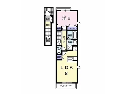 サンクレスト長清水(1LDK/2階)の間取り写真