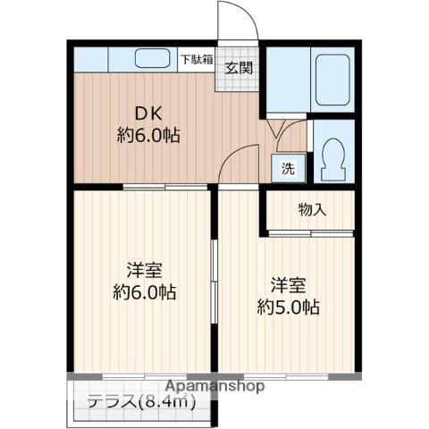 アフェールJ森(2DK/1階)の間取り写真