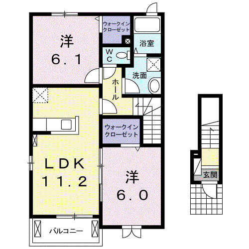 エステルーナ(2LDK/2階)の間取り写真