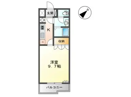 シティルミナスⅦ(1K/2階)の間取り写真