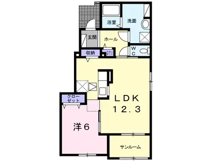 ブロフーモ(1LDK/1階)の間取り写真