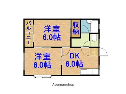 イーストオブヴィラ(2DK/1階)の間取り写真