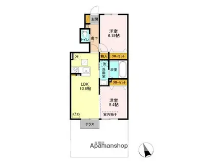 サウスヒルズ3(2LDK/1階)の間取り写真