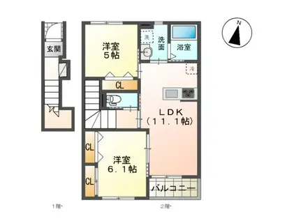 QUILL(2LDK/2階)の間取り写真