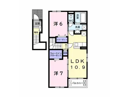 アウレット ガーデン(2LDK/2階)の間取り写真