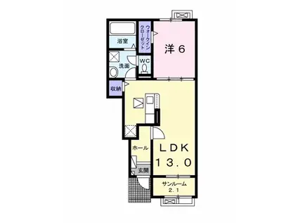 GRACE MOBARA A(1LDK/1階)の間取り写真