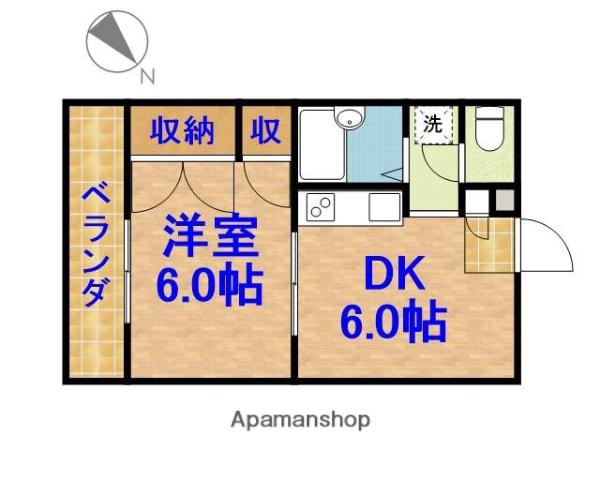 イーストガーデン(1DK/1階)の間取り写真