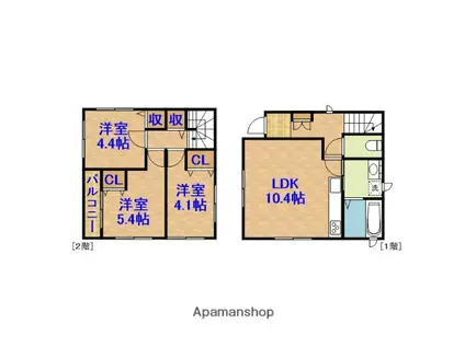 京成電鉄千原線 ちはら台駅 徒歩8分 2階建 築3年(3LDK)の間取り写真