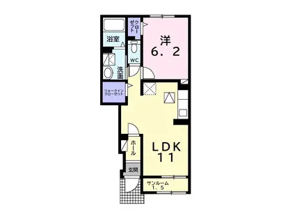 サン ヴェール 小林 A(1LDK/1階)の間取り写真