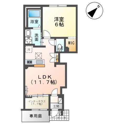 NEXUSⅡ(1LDK/1階)の間取り写真