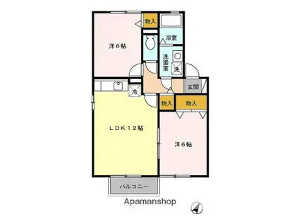 アルトインテルノ(2LDK/1階)の間取り写真