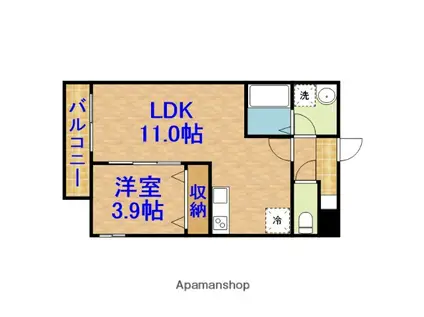 ジーメゾン千葉浜野プラージュ(1LDK/3階)の間取り写真