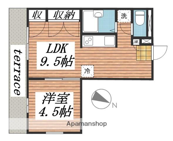 サンヴィレッジシラハタⅢ(1LDK/1階)の間取り写真