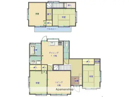 外房線 八積駅 徒歩17分 2階建 築45年(4LDK)の間取り写真