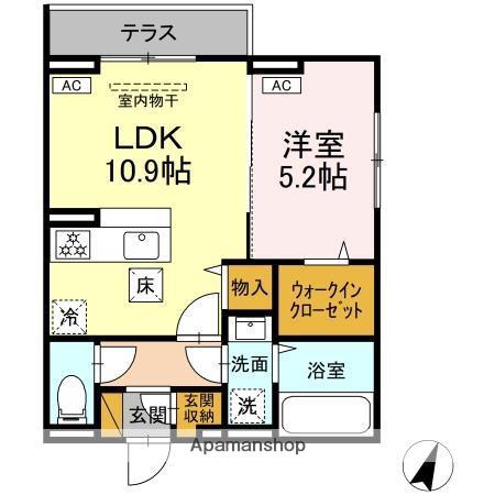 D-ROOM末広Ⅰ B(1LDK/1階)の間取り写真