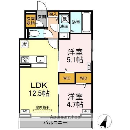 D-ROOM末広Ⅰ B(2LDK/3階)の間取り写真