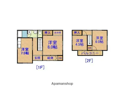 外房線 新茂原駅 徒歩17分 2階建 築48年(3DK)の間取り写真