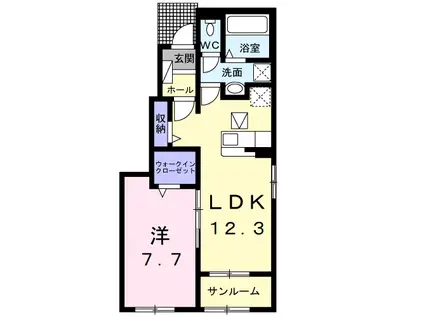 インスラ トウガネ D(1LDK/1階)の間取り写真