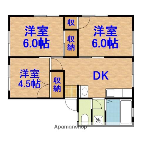 早野アパートB(3DK/1階)の間取り写真