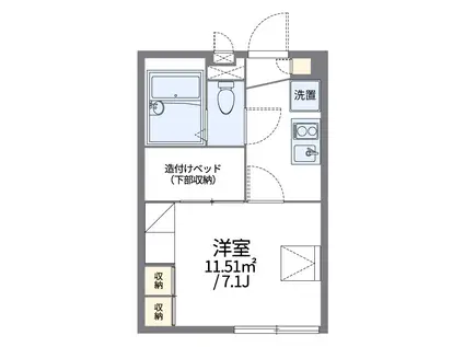 レオパレスはざま(1K/2階)の間取り写真