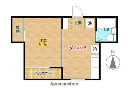 アビタシオン B棟(1DK/2階)の間取り写真