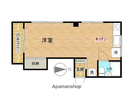 アビタシオン B棟(1DK/2階)の間取り写真