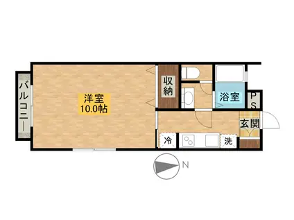 シャレー桜井新町 D棟(1K/2階)の間取り写真