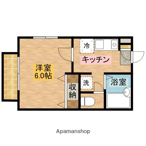 フラット山王A(1K/2階)の間取り写真
