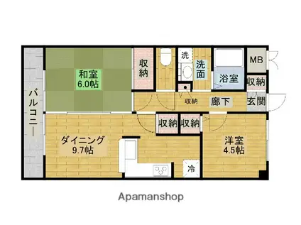 内房線 木更津駅 徒歩17分 6階建 築31年(2DK/6階)の間取り写真