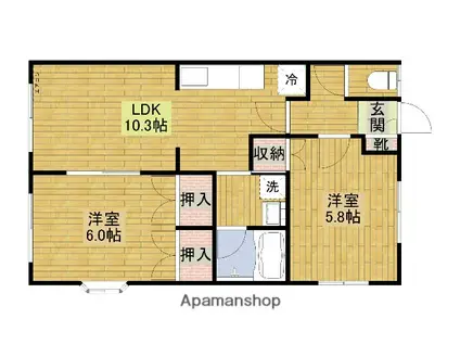 ベイサイドコーポ(2LDK/2階)の間取り写真
