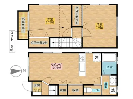 シャレー桜井新町B棟(2LDK/1階)の間取り写真