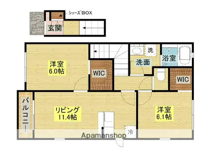 マーレ・ハマ A館(2LDK/2階)の間取り写真