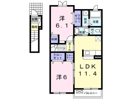 メゾンミルフィーユA(2LDK/2階)の間取り写真