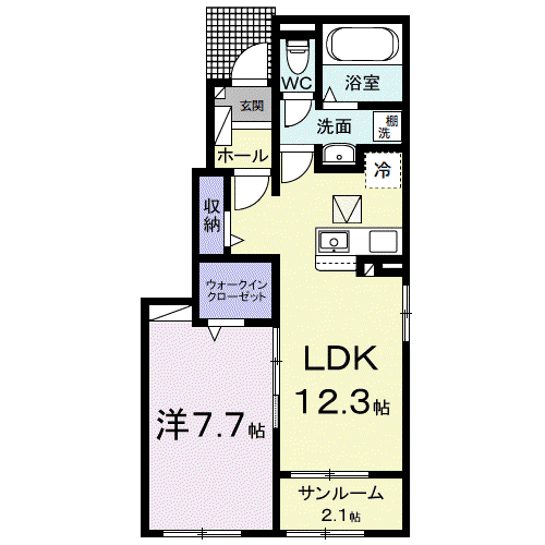 マウント シティⅠ(1LDK/1階)の間取り写真
