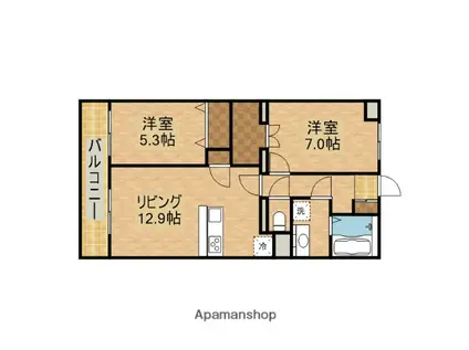 ヴィガラス木更津(2LDK/5階)の間取り写真