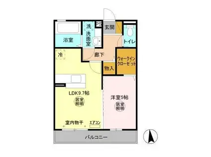 サウザンドサニーイースト(1LDK/2階)の間取り写真