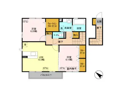 リヴィエラ(2LDK/2階)の間取り写真